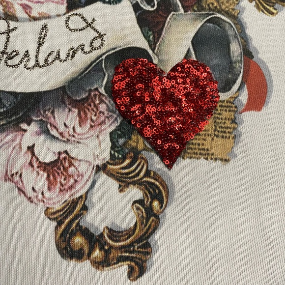 Vintage Seriase t shirt “Wonderland” embroidered sequins Women’s size Large - Picture 11 of 16